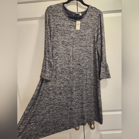 NWT Gap XL TALL navy/white midi swing dress with ruffled sleeves - Picture 4 of 5